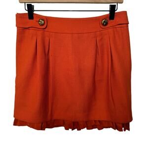 Juicy Couture Mini Skirt Wool With Peekaboo Silk Ruffled Lining Orange Womens 4